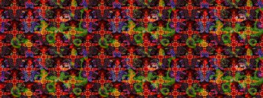 Siyah ve kahverengi renkte çiçekler. Raster illüstrasyonunda çiçek deseni çizimi.