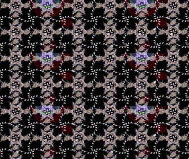 3D çiçekler, eskiz. Raster illüstrasyonu. Siyah renklerde.