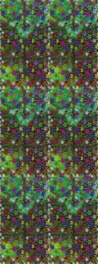 Küçük yeşil ve kahverengi çiçekli oldukça eski bir besin torbası deseni. Millefleur 'lar. Tekstil, kumaş, kapaklar, duvar kağıtları, baskı, naylon, yapıştırma, örgü, dekupaj için çiçeksiz arkaplan