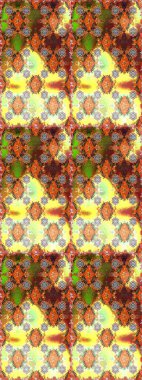 Elle boyanmış suluboya, dikişsiz çiçekler ve bitkiler. Kahverengi ve turuncu renkte çiçekler.