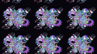 Çiçekli karalama şeklinde Raster çiçek deseni. Nazikçe, güzel çiçek arkaplanı. Siyah renkte çiçekler.