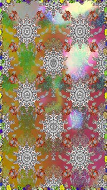 Raster illüstrasyonu. Küçük çiçekteki sevimli çiçek deseni. Gri ve kahverengi renkte çiçekler.