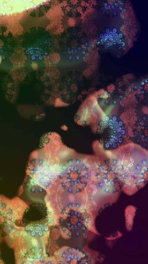 El çizimi çiçek unsurları olan soyut çizim raster deseni. 1950-1960 motifleri. Çiçekli ipek eşarp. Kahverengi üzerine kahverengi. Retro tekstil tasarım koleksiyonu.