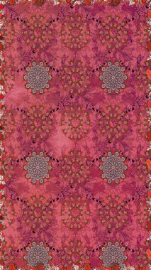 Düz Çiçek Elementleri Tasarımı. Renkli Bahar Temalı Kusursuz Arkaplan. Güzel çiçek deseni. Pembe ve kırmızı renkte çiçekler.