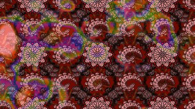 Renkli Bahar Teması eskiz kalıbı. Raster illüstrasyonundaki çiçek desenli çizim. Kahverengi ve pembe renkli çiçekler. Düz Çiçek Elementleri Tasarımı.