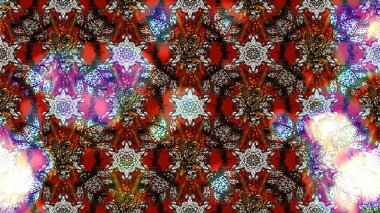 Güzel kumaş deseni. Raster illüstrasyonundaki çiçek desenli çizim. Raster illüstrasyonu. Kahverengi ve kırmızı renklerde.