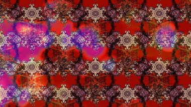 Manzaralı çiçek deseni. Sevgililer günü ve tebrik kartı konsepti için şık bir davetiye. Üst manzara, yumuşak kahverengi ve kırmızı renk tarzı. Çiçek kompozisyonu, el boyası, hassas şablon..