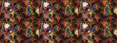 Çiçek çelengi. Güzel, parlak, pürüzsüz kumaş, tuval. Raster illüstrasyonu. Eski moda arka plan. Kıvırcık, parlak örgü. Desen, çizim, çiçek sınırı..