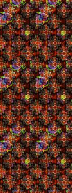 Renkli Bahar Teması eskiz kalıbı. Çiçek desenli eskiz. Düz Çiçek Elementleri Tasarım Raster illüstrasyonu. Kahverengi ve siyah renkte çiçekler.