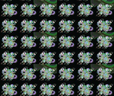 Çiçekli karalama şeklinde Raster çiçek deseni. Siyah renkli çiçekler. Yumuşak, bahar çiçekli arka plan.