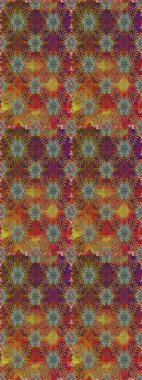 Çiçekler. Soyut etnik raster kusursuz desen. Vadinin çiçekleri kahverengi ve kırmızı renklerde.