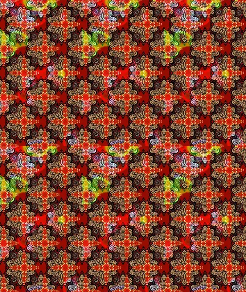 Renkli Bahar Teması eskiz kalıbı. Çiçeksel fantezi tasarımı ve parlak bir arka plan çizimi. Düz Çiçek Elementleri Tasarımı.