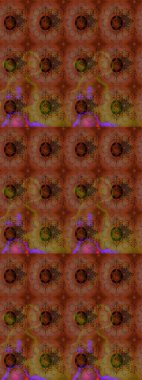 Kahverengi renklere karalama yapan çiçek desenli çizim. Raster illüstrasyonu.