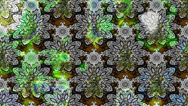 Gri renkli bitkilerden oluşan parlak çiçekli çizim deseni.