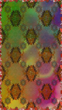 Flowers of the valley on brown and green colors. Raster seamless floral pattern.