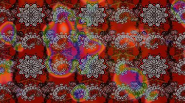 Suluboya resim taklit Raster çizimi. El çizimi, soyut ve süslü elementler. Yaz çiçekleri teması. Klasik çiçekler. Kahverengi ve kırmızı renkler.