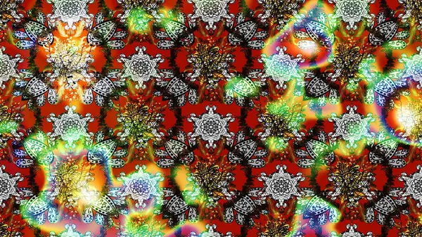 Renkli Bahar Teması eskiz kalıbı. Raster illüstrasyonundaki çiçek desenli çizim. Süslü kumaş deseni. Düz Çiçek Elementleri Tasarımı.