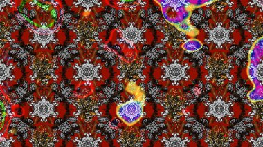 Gri ve kırmızı renkte çiçekler. Robot resim. Şirin çiçek elementleri. Raster illüstrasyonu.