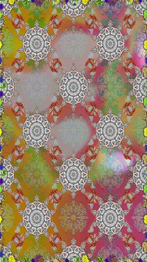 Gri ve kahverengi renkli çiçekler. Düz Çiçek Elementleri Tasarımı. Kusursuz Renksiz Bahar Temalı Kusursuz Arkaplan. Sevimli çiçek raster deseni.