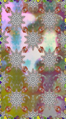 Çiçek desenli raster, gri ve nötr çizgi grafik desenli soyut raster arkaplan. Modern stil dokusu.