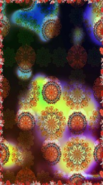 Sevimli çiçek raster deseni. Kahverengi ve gri renkli çiçekler. Düz Çiçek Elementleri Tasarımı. Renkli Yaz Temalı Kusursuz Arkaplan.