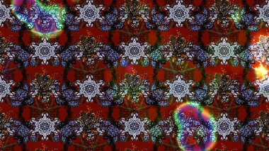 Kahverengi ve kırmızı renkli şirin çiçek desenleri. Düz Çiçek Elementleri Tasarımı. Raster Modaya uygun kumaş deseni. Renkli Bahar Teması çizim şablonu.