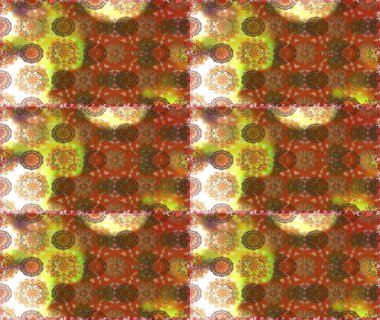 Halk tarzı. Modern çiçek arkaplanı. Parlak renkli çiçekleri ve kahverengi ve bej renklerinde yaprakları olan şaşırtıcı, pürüzsüz çiçek deseni. Moda baskıları için zarif bir şablon.