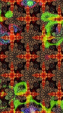 Raster illüstrasyonu. Şirin çiçekli eskiz deseni ve siyah ve kahverengi renkli yapraklar, suluboya çiçek deseni, duvar kağıdı, kart veya kumaş için fayanslı.