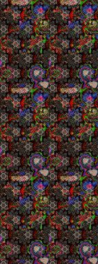 Siyah renkte sevimli çiçekler. Moda baskısı, albüm, ambalaj kağıdı ve duvar kağıdı için zarif dekoratif süslemeler. Raster illüstrasyonu. Küçük çiçekli basit bir çiçek çizimi..