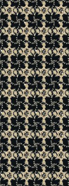 Çiçek desenli çizim. Gri renkli Asya tekstili. Raster illüstrasyonu.