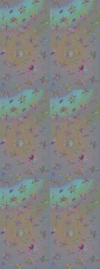 Yapraklı çizim şekli. Davetiye ve kartpostal tasarımı için dekoratif çiçek unsurları. Poster ya da kapak için arka plan. Şirin, zarif çiçekler Raster illüstrasyonu. Tekstil için figür.