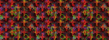 Raster - stok. Siyah ve kahverengi çiçekli eskiz deseni, suluboya çiçek deseni, sevimli çiçek, duvar kağıdı, kart veya kumaş için fayanslı.