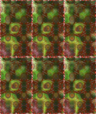 Renkli Yaz Temalı Kusursuz Arkaplan. Kahverengi ve yeşil renkli çiçekler. Düz Çiçek Elementleri Tasarımı. Raster illüstrasyonunda trendsiz çiçek deseni.