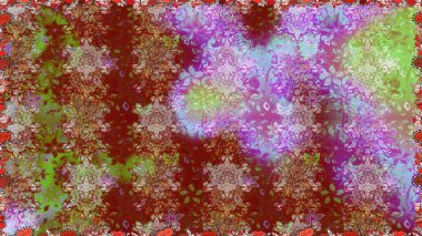 Çiçekli karalama şeklinde Raster çiçek deseni. Yumuşak, bahar çiçekli arka plan. Tarafsız ve kahverengi renkte çiçekler.