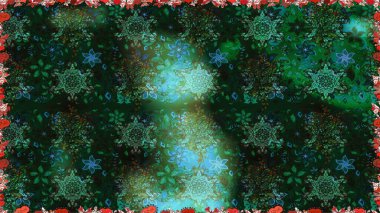 Raster illüstrasyonunda kusursuz çiçek deseni. Suluboya tarzında yeşil ve gri renkte çiçekler.