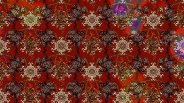 Renkli Yaz Temalı eskiz kalıbı. Güzel kumaş deseni. Raster Illustrasyon 'daki Çiçek Deseni' nin son moda çizimi. Düz Çiçek Elementleri Tasarımı.