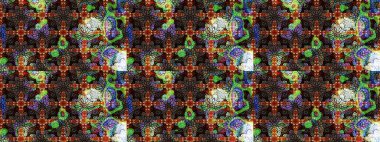 Soyut çiçek çizim kalıbı arka planı. Kahverengi ve siyah renklerde. Raster illüstrasyonu. Küçük çiçekteki sevimli çiçek deseni. Raster deseni.