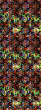 Raster hisseleri. Eskiz arkaplan modeli. Kahverengi ve siyah üzerine çiçekler. Suluboya, elle çizilmiş.