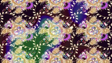 Raster deseni. Bahar çiçekleriyle desen dalla, bej renklerle çiçek siluetiyle.