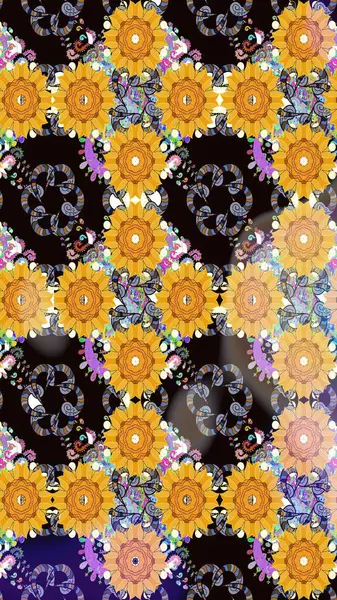 Sarı renkli çiçekler. Renkli Bahar Teması eskiz kalıbı. Düz Çiçek Elementleri Tasarımı. Sevimli çiçek raster deseni.