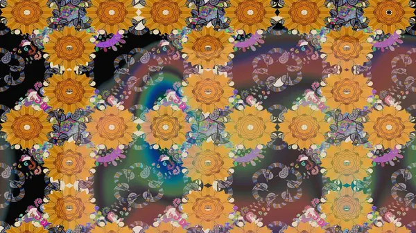 Kahverengi renkte çiçekli çiçek deseni. Suluboya tarzında kahverengi renkte çiçekler.