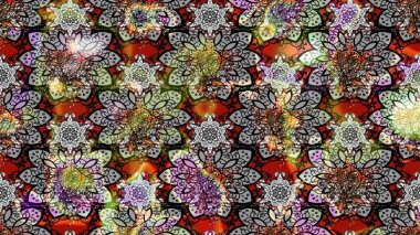 Çiçek desenli eskiz, darbeler, sıçramalar, yaz çiçekleri. Gri ve kahverengi renkli çiçekler. Raster illüstrasyonu.