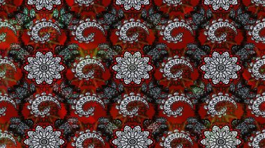 Çiçek deseni. Düz Çiçek Elementleri Tasarımı. Raster illüstrasyonu. Renkli Bahar Teması eskiz kalıbı. Chichi kumaş deseni çiz.