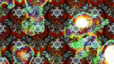 Raster illüstrasyonu. Çizim çiçek deseni duvar kâğıdı olarak kullanılabilir. Yeşil ve kahverengi renkte çiçekler.