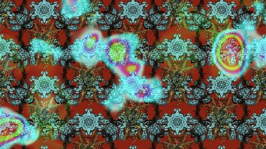 Çizim çiçek deseni duvar kâğıdı olarak kullanılabilir. Mavi ve kahverengi renkte çiçekler. Raster illüstrasyonu.