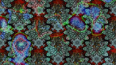 Mavi ve yeşil renkli çiçekler. Raster illüstrasyonunda çiçek deseni çizimi.