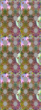 Çok renkli ve kahverengi zarif küçük çiçekler ve gri ve kahverengi renkli komik böcekler, raster deseni, illüstrasyon.