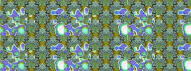 Küçük çiçekteki sevimli çiçek deseni. Yeşil ve mavi renkte çiçekler.