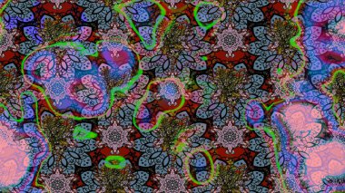 Asya tekstil tarzında. Tarafsız ve kahverengi renkte çiçekler. Raster illüstrasyonu. Çiçek desenli çizim. Raster illüstrasyonu.