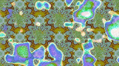 Sevimli çiçek raster deseni. Yeşil ve mavi renkte çiçekler. Renkli Bahar Teması eskiz kalıbı. Düz Çiçek Elementleri Tasarımı.